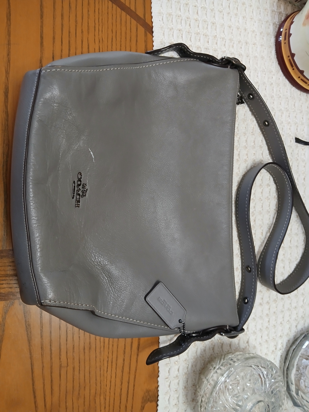 Coach Pebbled Leather Hobo Bag in Gray